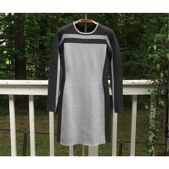 Athleta Omega Wool Grey Colorblock Long Sleeve Dress - Picture 1 of 8